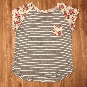 3XL Floral Striped T-shirt